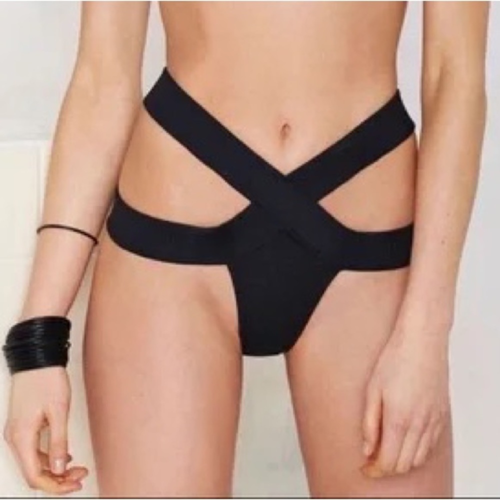 MINIMALE ANIMALE BLACK RIBBED BIKINI BOTTOMS!
